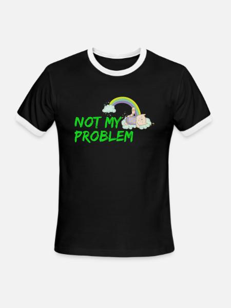 Not my problem | rainbow cat - Men's Ringer T-Shirt - black/white