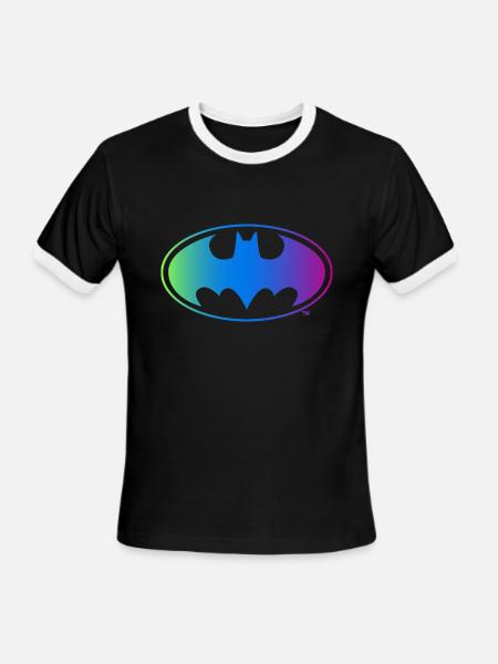 Batman Neon Logo Colors - Men's Ringer T-Shirt - black/white