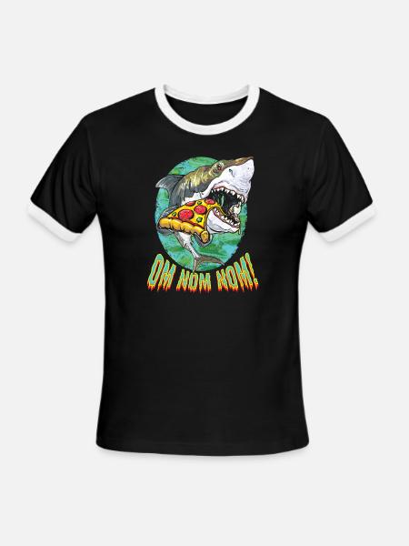 Great White Shark Pizza - Men's Ringer T-Shirt - black/white