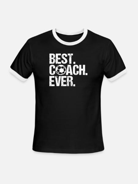 Best. Coach. Ever. Soccer Coach - Men's Ringer T-Shirt - black/white