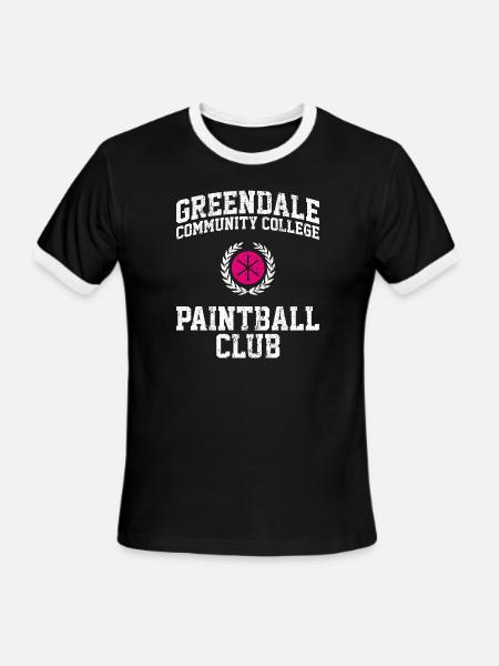 Greendale Community College Paintball Club - Men's Ringer T-Shirt - black/white