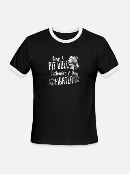 Pitbull Euthanize A Dog Fighter Pit Bull Lover Gif - Men's Ringer T-Shirt - black/white