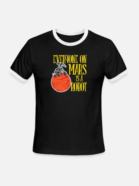 Mars- American Robot - Planetarium - Men's Ringer T-Shirt - black/white