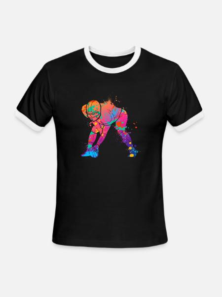 Football Lineman Rainbow Offensive Defensive - Men's Ringer T-Shirt - black/white