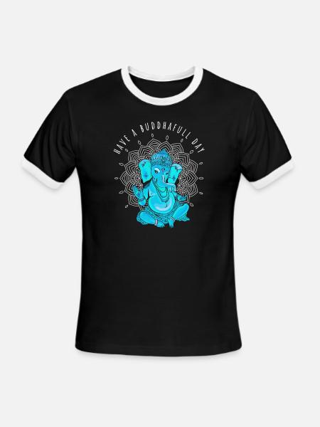 ganesha yoga namaste elefant meditation om - Men's Ringer T-Shirt - black/white