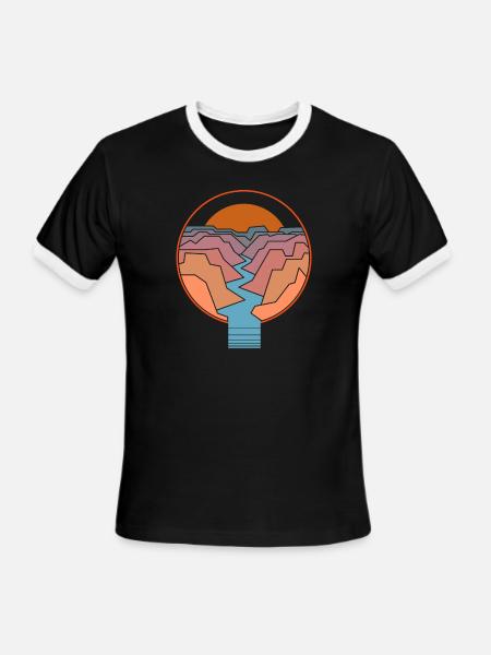Travel hiking adventure camping gift - Men's Ringer T-Shirt - black/white