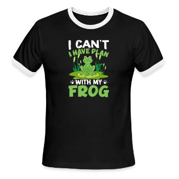 I Can't I've Plan with My Frog Frog Lover Funny - Men's Ringer T-Shirt - black/white - Front - Jackson (183cm)