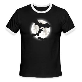 Bat MOON Pumpkin Trick or Treat Funny Halloween - Men's Ringer T-Shirt - black/white - Front - Jackson (183cm)
