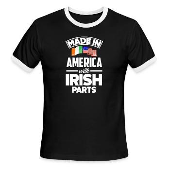 Irish Ireland St.Patricks Day Gift - Men's Ringer T-Shirt - black/white - Front - Jackson (183cm)
