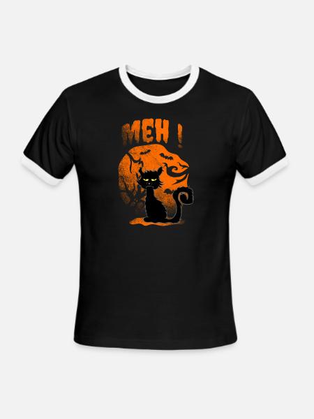 meh chat - Men's Ringer T-Shirt - black/white