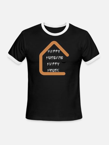 HAPPY HUSBAND HAPPY HOUSE - Men's Ringer T-Shirt - black/white