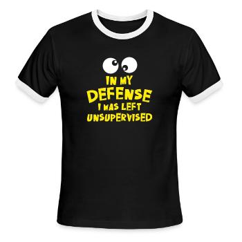 In My Defense Unsupervised - Men's Ringer T-Shirt - black/white - Front - Jackson (183cm)