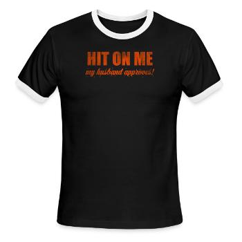 Hit on me my husband approves - Men's Ringer T-Shirt - black/white - Front - Jackson (183cm)