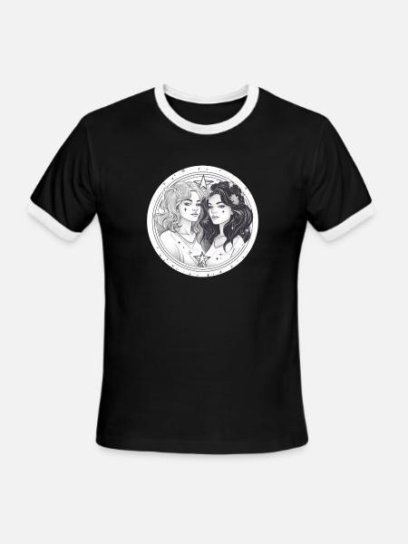 Gemini Zodiac Girls black and white design - Men's Ringer T-Shirt - black/white
