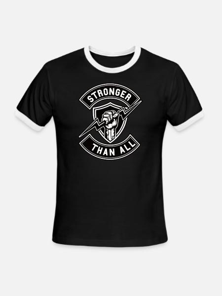 Stronger than all - Men's Ringer T-Shirt - black/white