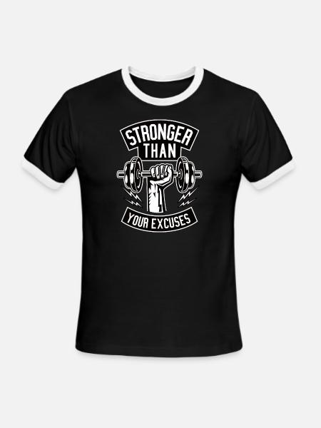 Stronger than your excuses - Men's Ringer T-Shirt - black/white