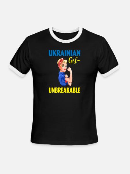 Ukrainian Girl Unbreakable - Men's Ringer T-Shirt - black/white