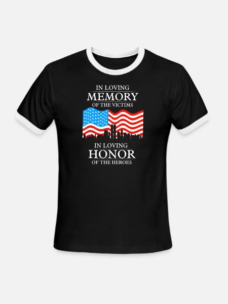 911 in loving memory - Men's Ringer T-Shirt - black/white