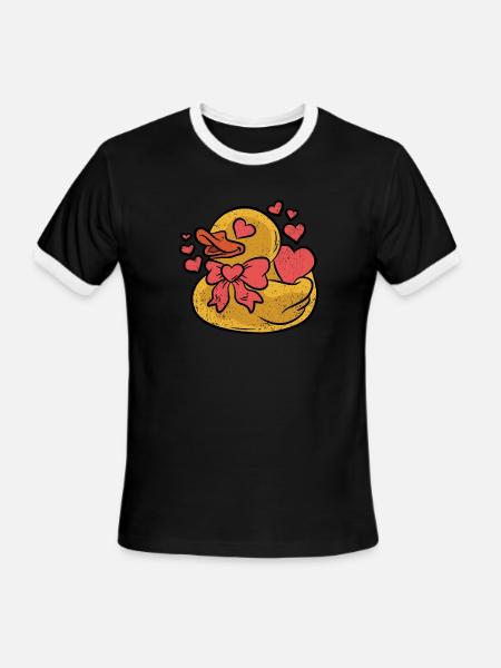 RUBBER DUCKY IN LOVE - Men's Ringer T-Shirt - black/white