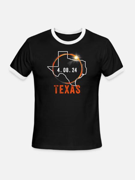 Texas Total solar eclipse 2024 united states solar - Men's Ringer T-Shirt - black/white