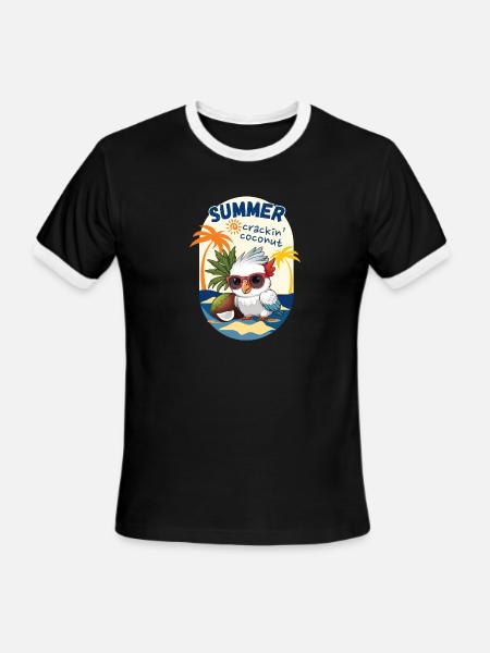 cockatoo and coconut - Men's Ringer T-Shirt - black/white