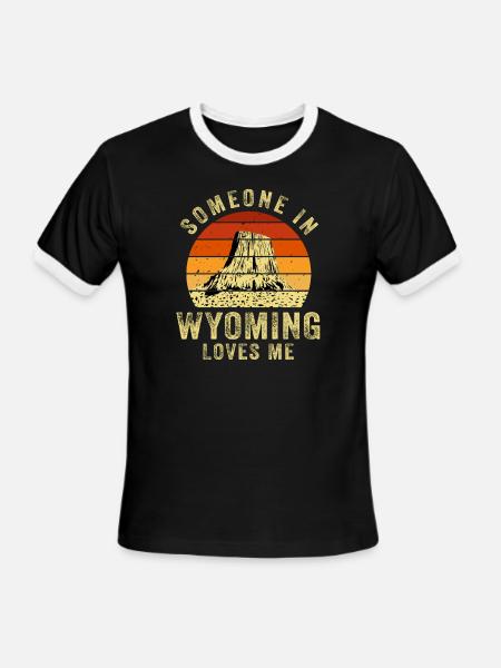 Someone In Wyoming Loves Me - Men's Ringer T-Shirt - black/white