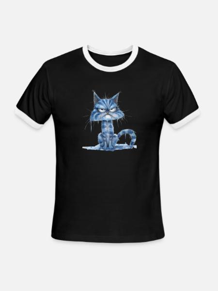 Funny Cat - Men's Ringer T-Shirt - black/white