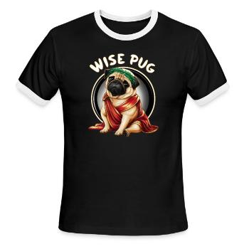 Wise Pug Lover Costume Wise Puggy - Men's Ringer T-Shirt - black/white - Front - Jackson (183cm)