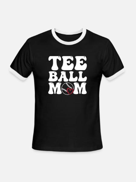 Tee BALL mom Baseball Lover Mothers day - Men's Ringer T-Shirt - black/white