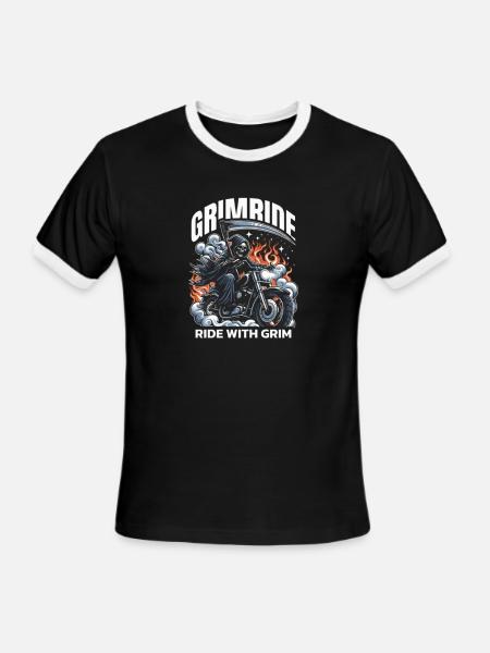 Customizable Grim Ride - Men's Ringer T-Shirt - black/white