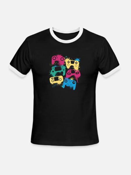 Joysticks - Men's Ringer T-Shirt - black/white