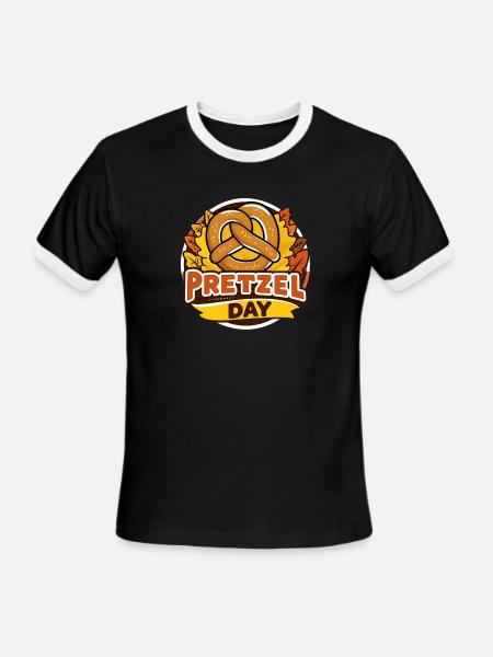 PRETZEL DAY - Men's Ringer T-Shirt - black/white