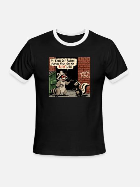 If I Ever Get Rabies, You're High On - Men's Ringer T-Shirt - black/white