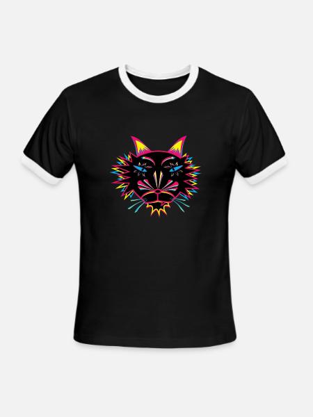 Cat Face - Men's Ringer T-Shirt - black/white