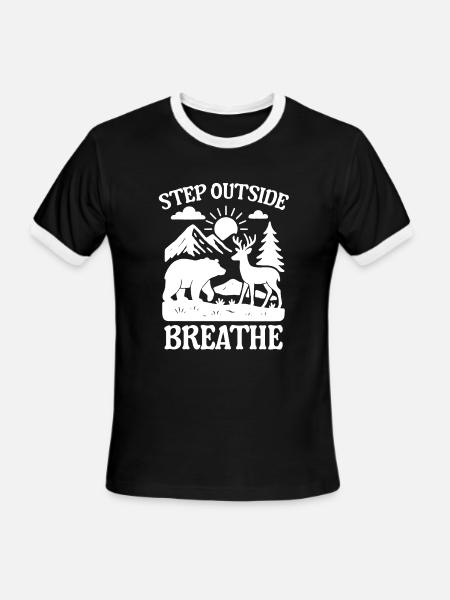 Step Outside Breathe - Men's Ringer T-Shirt - black/white
