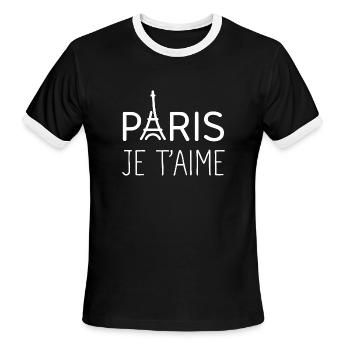 Paris Je T'aime I love Paris Eiffel Tower - Men's Ringer T-Shirt - black/white - Front - Jackson (183cm)