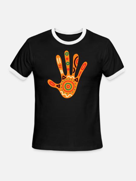 African Hand - Men's Ringer T-Shirt - black/white
