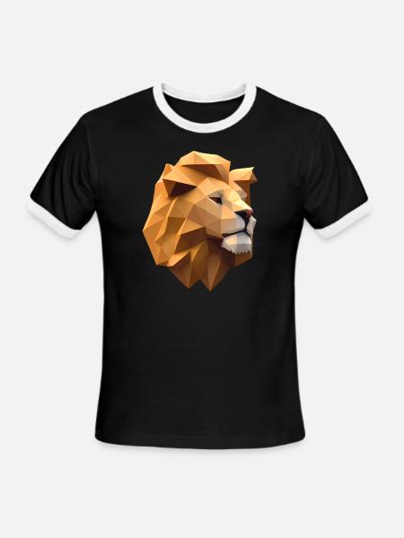 Lion's head made of geometric shapes - Men's Ringer T-Shirt - black/white