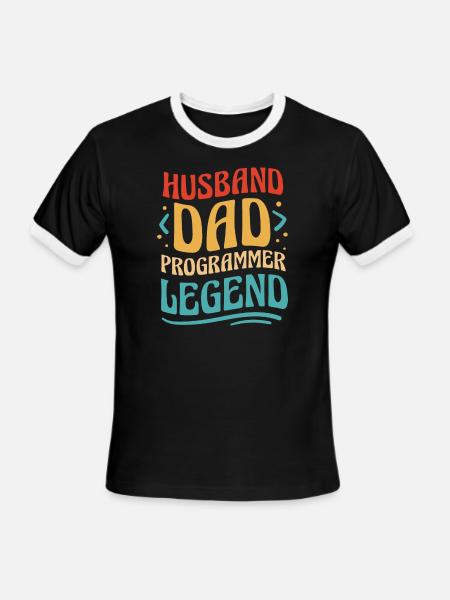 Husband dad programmer - Men's Ringer T-Shirt - black/white