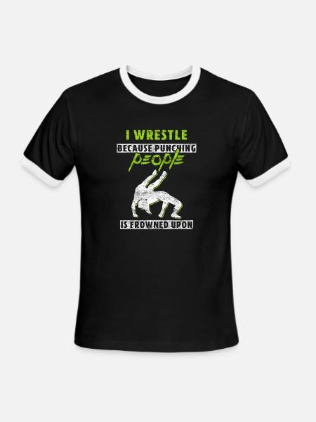 Wrestling - Men's Ringer T-Shirt - black/white