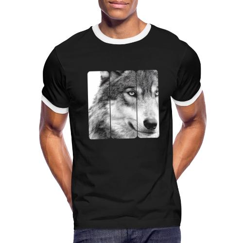Wolf Face Triptych: Silent Alpha - Men's Ringer T-Shirt