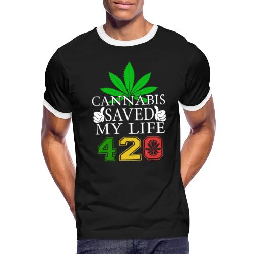 Joyous 420 Saving Herb Weed Marijuana Design - Men's Ringer T-Shirt
