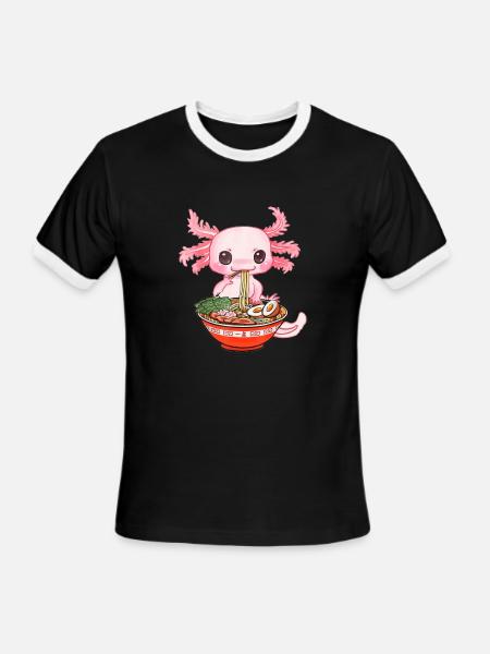 Salamander Kawaii - Men's Ringer T-Shirt - black/white