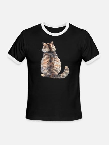 Funny Cat - Men's Ringer T-Shirt - black/white