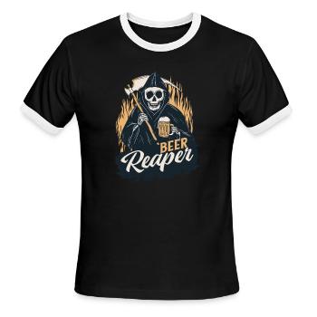 Beer Reaper Alcohol Beer Drinking Skeleton Grim Re - Men's Ringer T-Shirt - black/white - Front - Jackson (183cm)