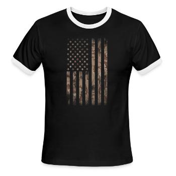 Flag USA, Camo Desert - Men's Ringer T-Shirt - black/white - Front - Jackson (183cm)