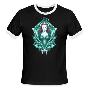 Aquaman Film Mera - Men's Ringer T-Shirt - black/white - Front - Jackson (183cm)