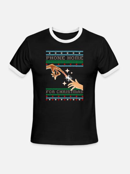 E.T. The Extra-Terrestrial Phone Home Christmas - Men's Ringer T-Shirt - black/white