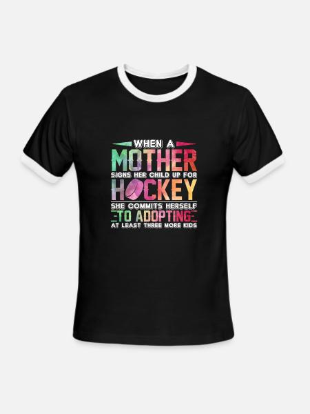 Hockey Mother Funny Sayings Mothers Day - Men's Ringer T-Shirt - black/white