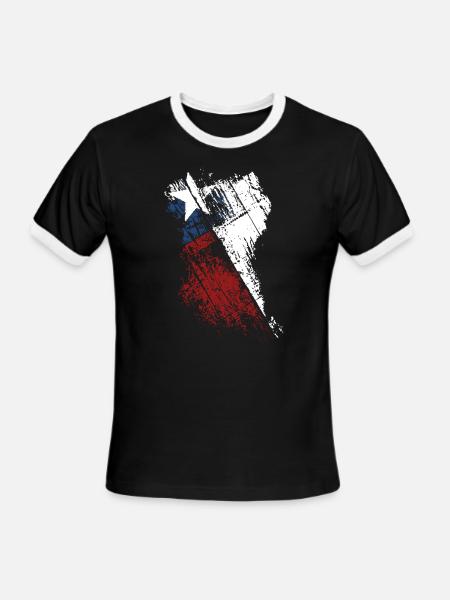Texas Flag Shirt - Men's Ringer T-Shirt - black/white